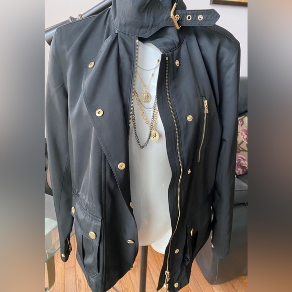 LAUREN Ralph Lauren golden logo branded hardware coat jacket black Sz US S - Picture 16 of 17